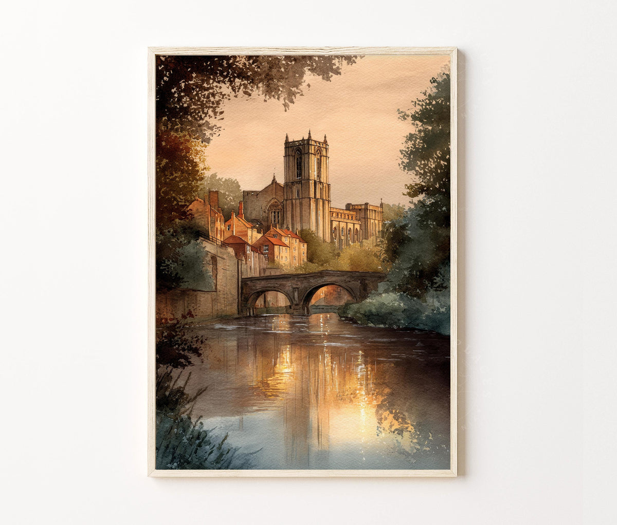 Durham Travel Poster – Cathedral River Wall Art Print