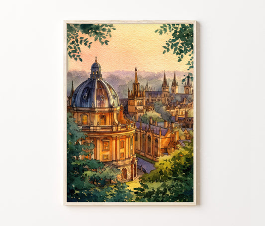 Oxford Travel Poster – Historic University City Wall Art Print