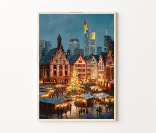 Frankfurt Travel Poster – Market Wall Art Print