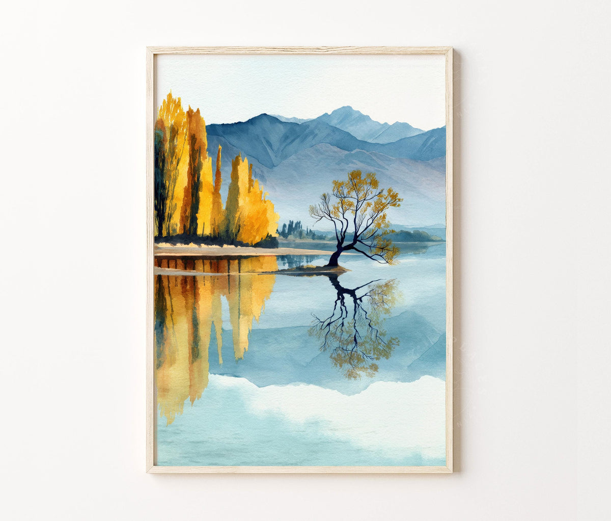Lake Wanaka Travel Poster – Lone Tree Wall Art Print
