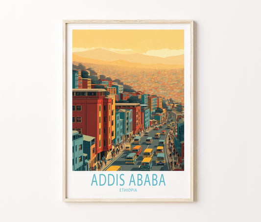 Addis Ababa Travel Poster – City Street Urban Wall Art Print