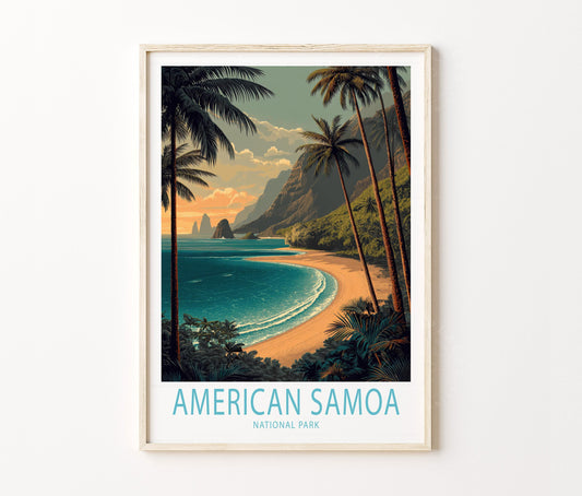 American Samoa National Park Travel Poster – Tropical Beach Wall Art Print
