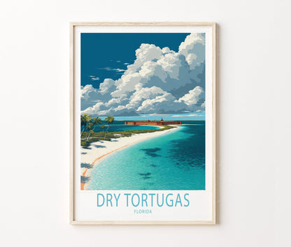 Dry Tortugas Travel Poster – Beach Fort Ocean Wall Art Print