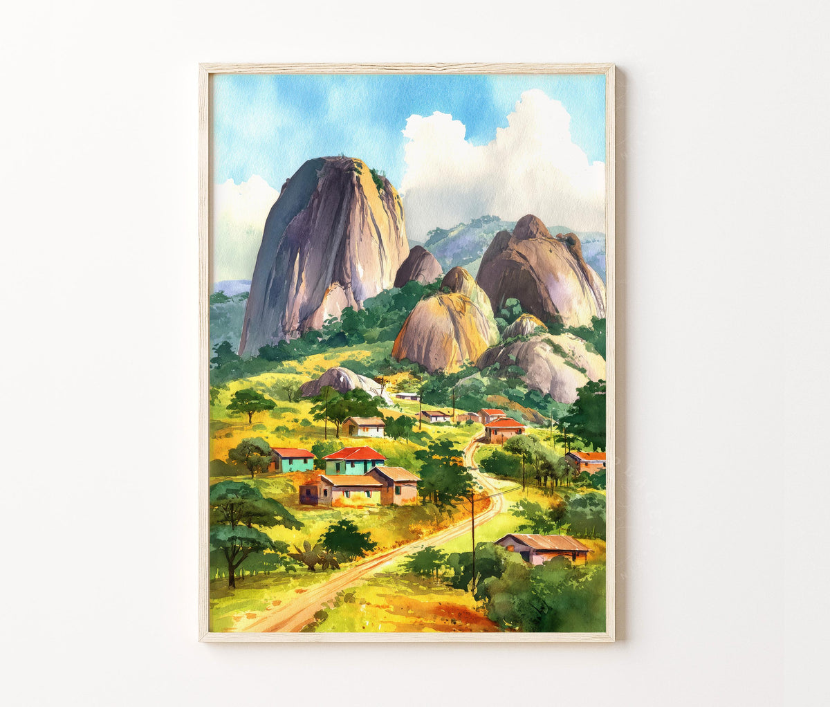 Idanre Hills Travel Poster – Village Mountain Wall Art Print