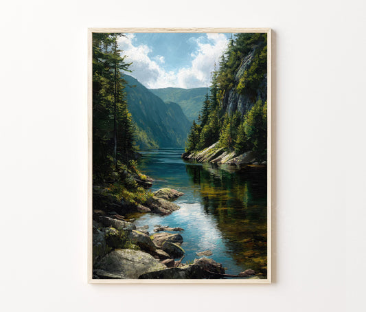 Adirondacks Travel Poster – Adirondack Mountains Lake Wall Art Print