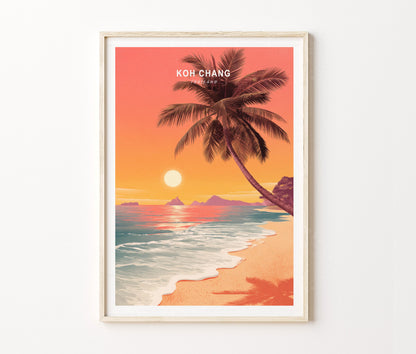 Koh Chang Travel Poster – Tropical Sunset Beach Landscape Wall Art Print