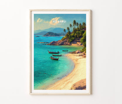 Ko Samui Travel Poster – Tropical Beach Wall Art Print