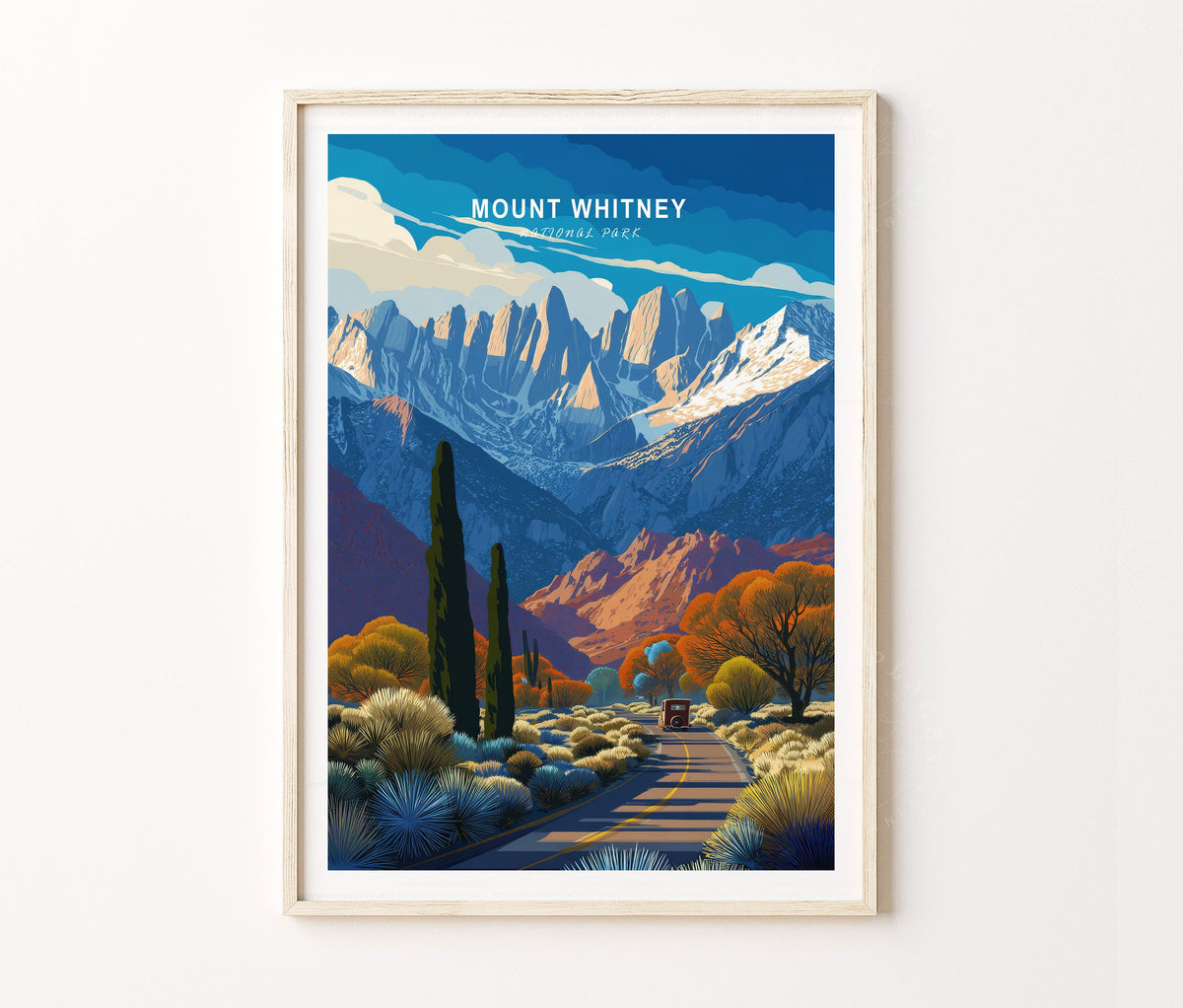 Mount Whitney Travel Poster – Sierra Mountain Landscape Wall Art Print
