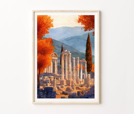 Ephesus Travel Poster – Ancient Ruins Wall Art Print