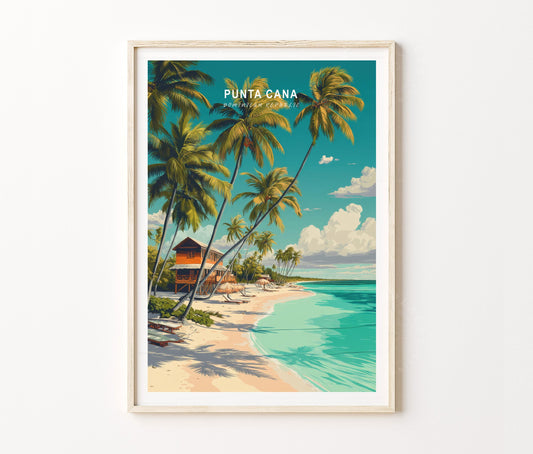 Punta Cana Travel Poster – Coastal Landscape Wall Art Print