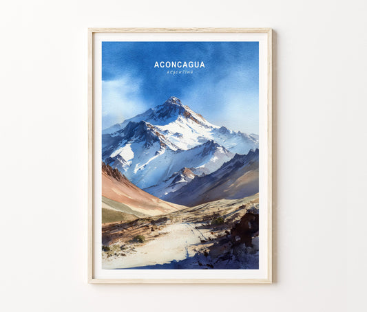 Aconcagua Travel Poster – Argentina Wall Art Print
