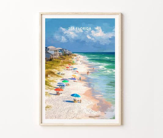 30A Travel Poster – Emerald Coast Beach Wall Art Print