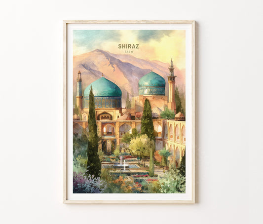 Shiraz Travel Poster – Persian Garden Wall Art Print