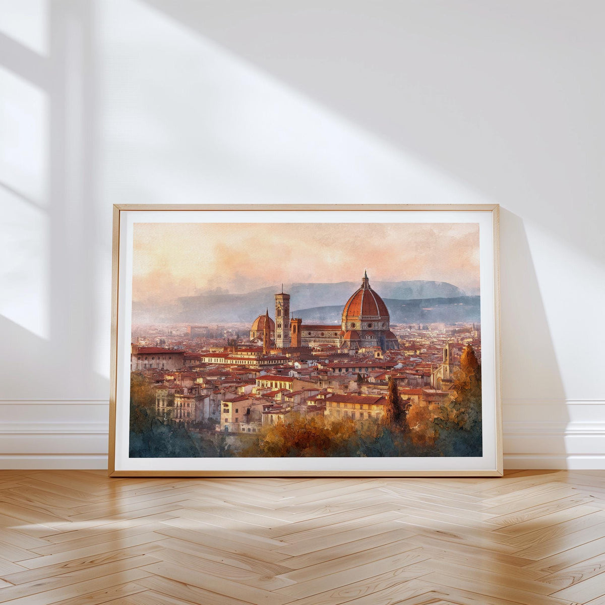Florence Travel Poster – Tuscany Skyline Wall Art Print