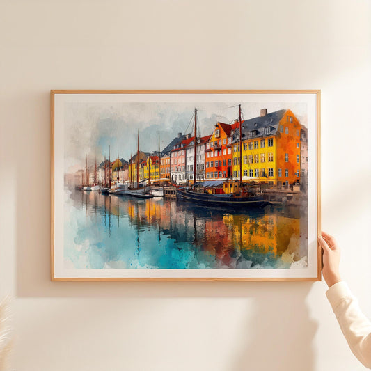 Copenhagen Denmark Harbor travel poster – view 2