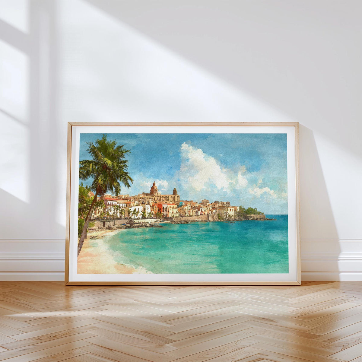 Sicily Travel Poster – Coastal Mediterranean Wall Art Print