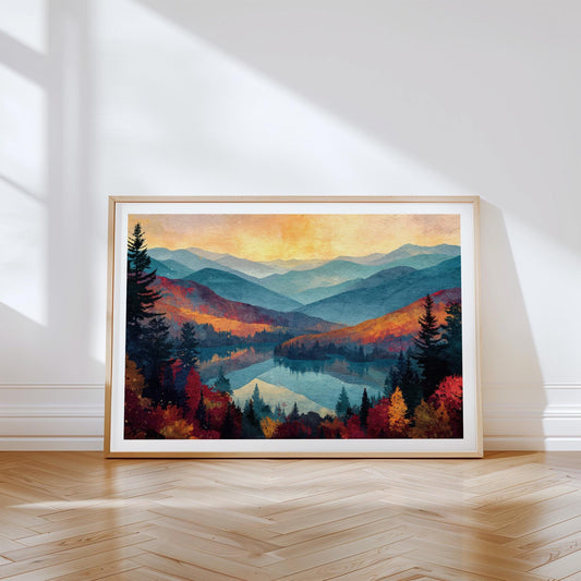 Adirondacks Travel Poster – Mountain Landscape Wall Art Print