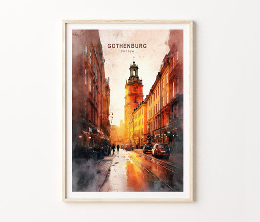 Gothenburg Travel Poster – Scandinavian Street Wall Art Print
