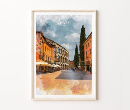 Verona Travel Poster – Italy Wall Art Print