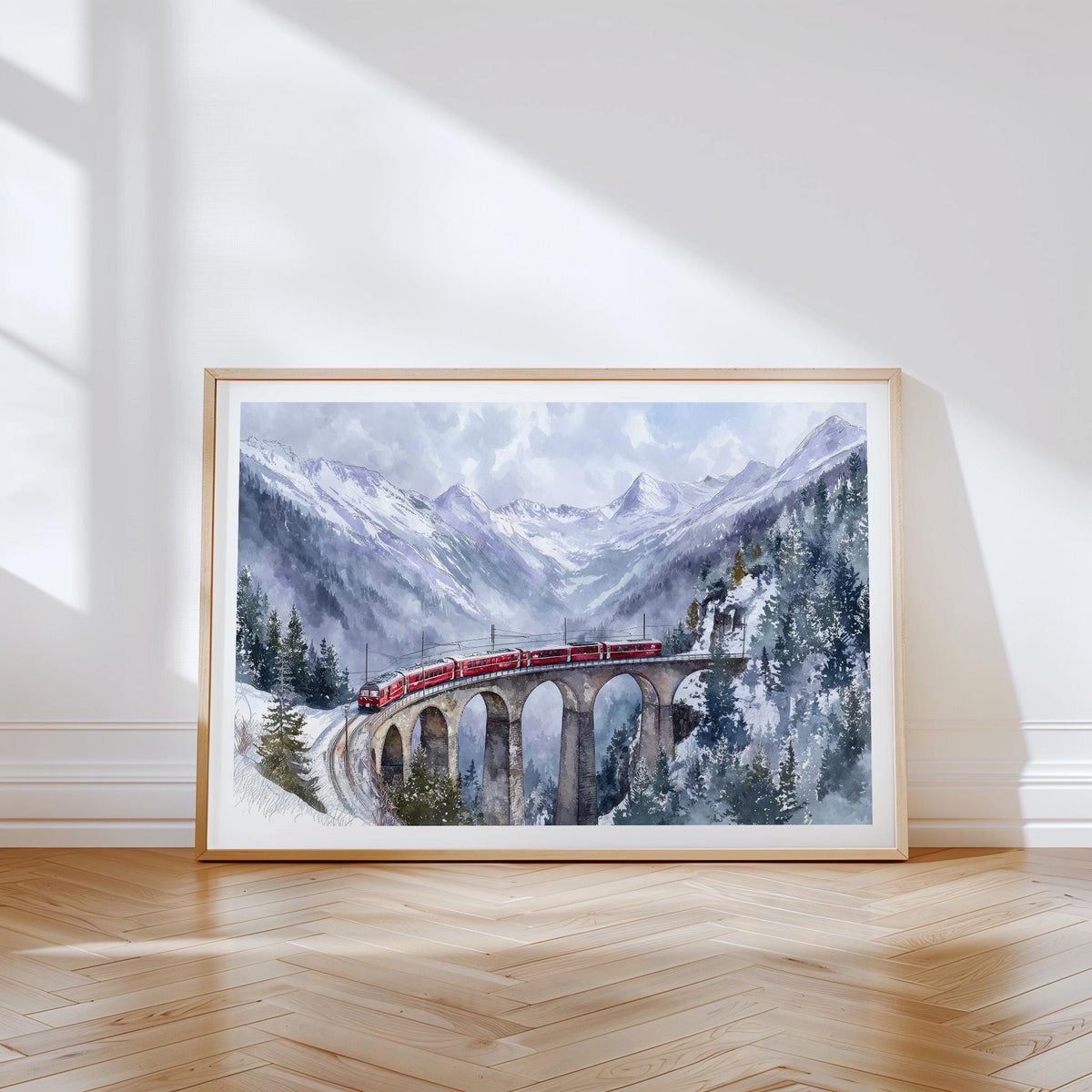 Glacier Express Travel Poster – Swiss Alps Railway Wall Art Print