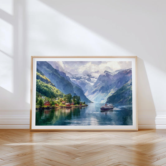 Norwegian Fjords Travel Poster – Scandinavian Wall Art Print