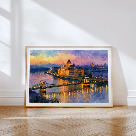 Budapest Travel Poster – Danube River Wall Art Print