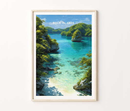 Rock Islands Travel Poster – Palau Wall Art Print