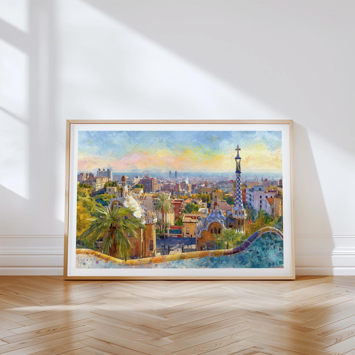 Barcelona Travel Poster – Park Güell Wall Art Print