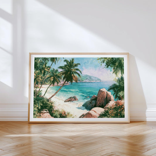 Seychelles Travel Poster – Tropical Island Wall Art Print