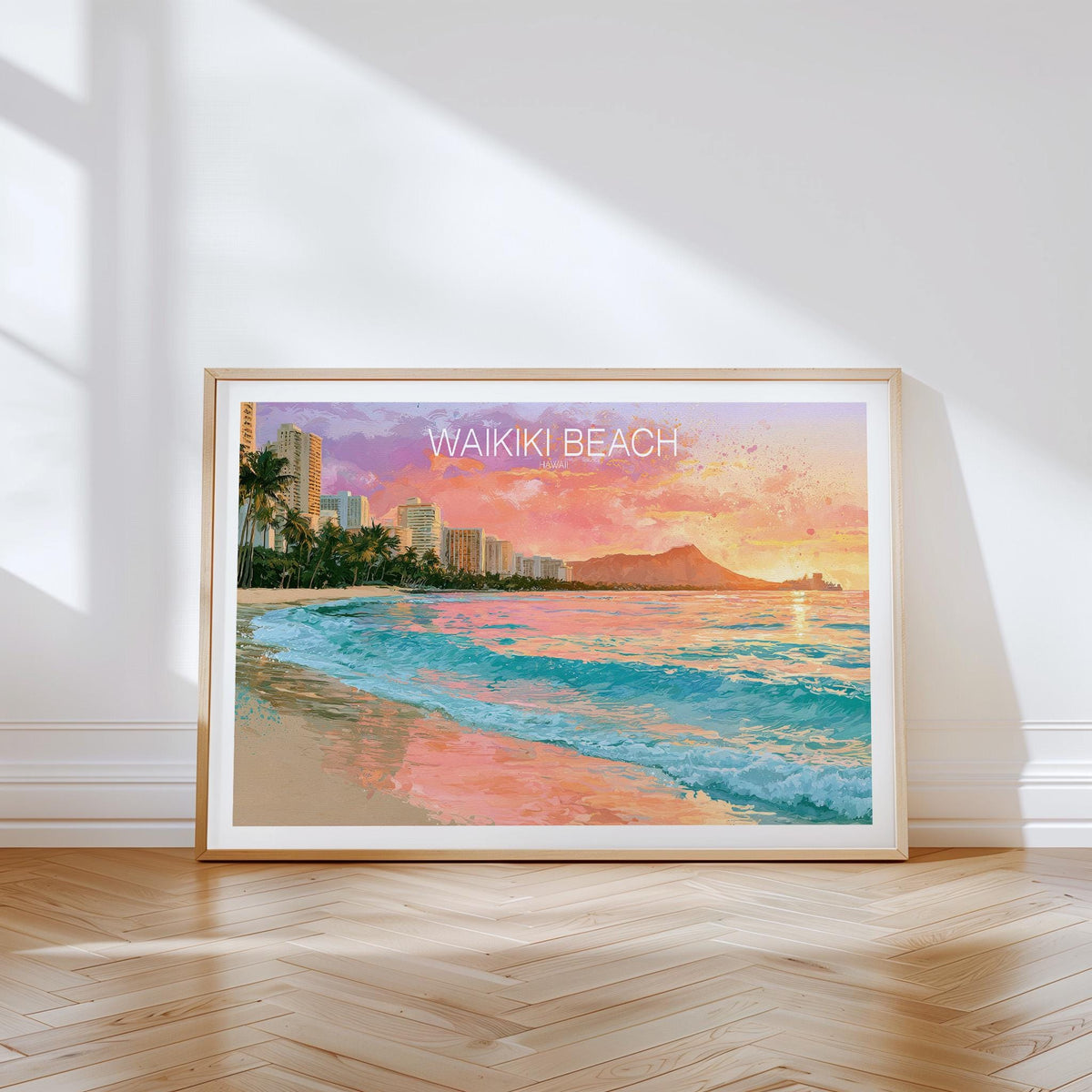 Waikiki Beach Travel Poster – Honolulu Wall Art Print