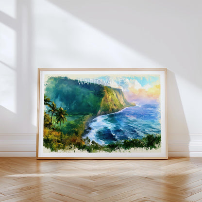 Waipiʻo Valley Travel Poster – Big Island Coastal Wall Art Print