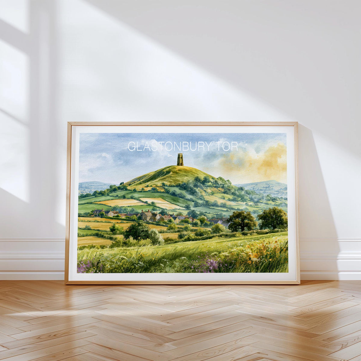 Glastonbury Tor Travel Poster – English Wall Art Print