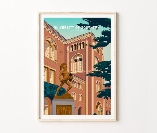 Southern California University Travel Poster – USC School Wall Art Print