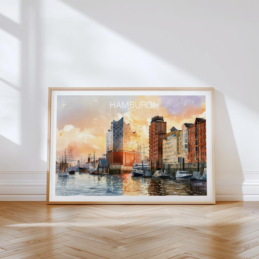 Hamburg Travel Poster – Harbor Wall Art Print