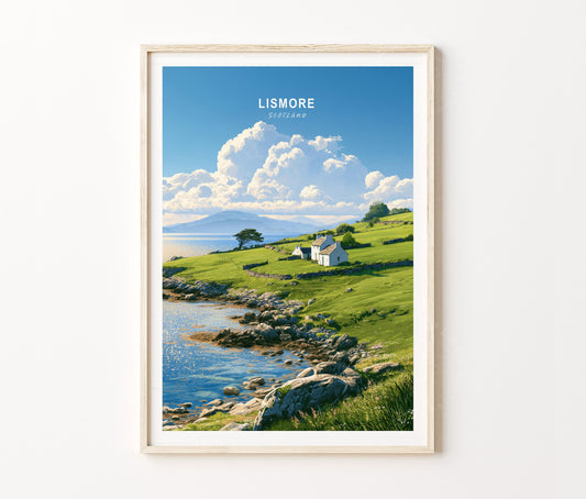 Isle of Lismore Travel Poster – Scottish Seaside Landscape Wall Art Print