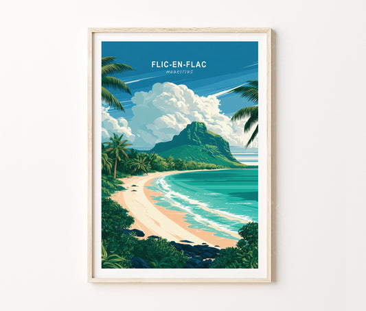 Flic-en-Flac Travel Poster – Island Coast Wall Art Print
