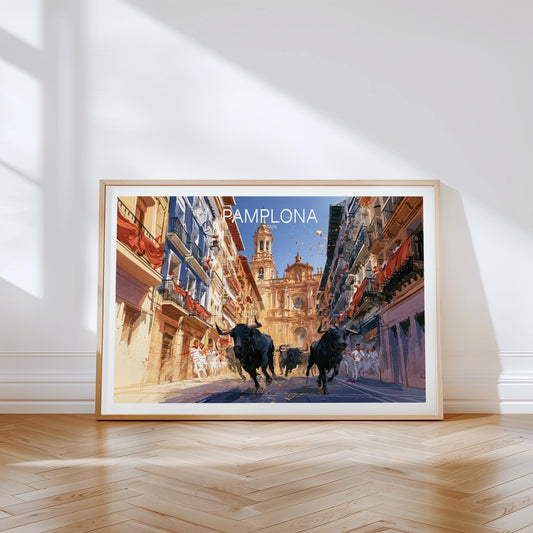 Pamplona Travel Poster – Festival Wall Art Print
