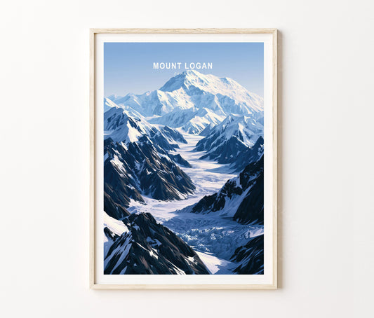 Mount Logan Yukon Travel Poster – Canadian Glacier Alpine Peak Wall Art Print