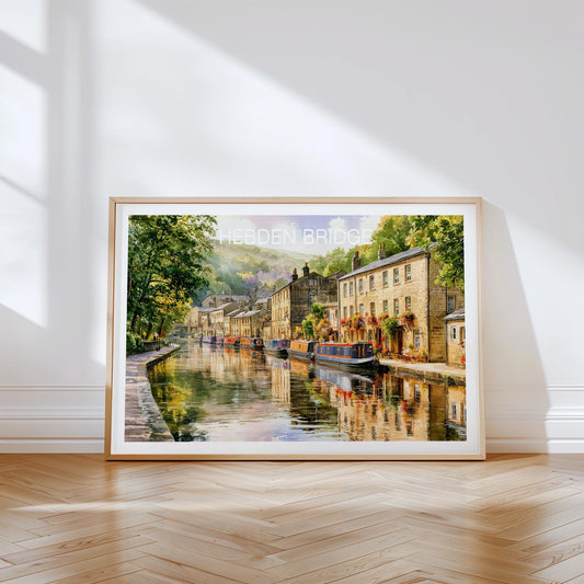 Hebden Bridge Travel Poster – Canal Wall Art Print