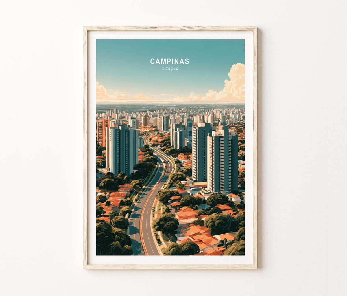 Campinas Travel Poster – Brazil Wall Art Print