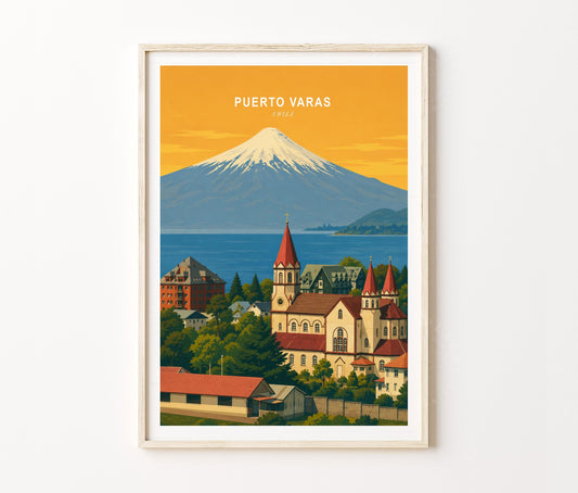 Puerto Varas Travel Poster – Lake City Wall Art Print