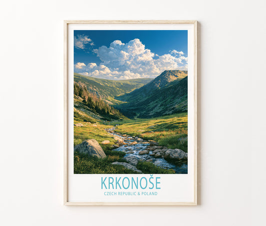 Krkonoše National Park Travel Poster – Czech Mountain Wall Art Print