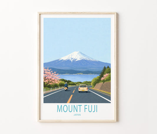 Mount Fuji Travel Poster – Lake Kawaguchi Wall Art Print