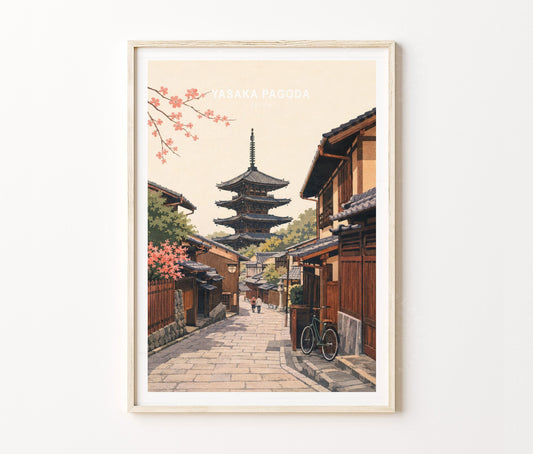 Yasaka Pagoda Travel Poster – Kyoto Street Wall Art Print