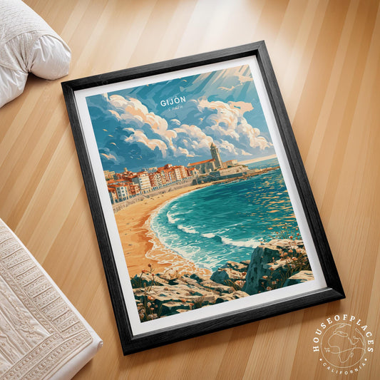 Gijón Asturias travel poster – view 2