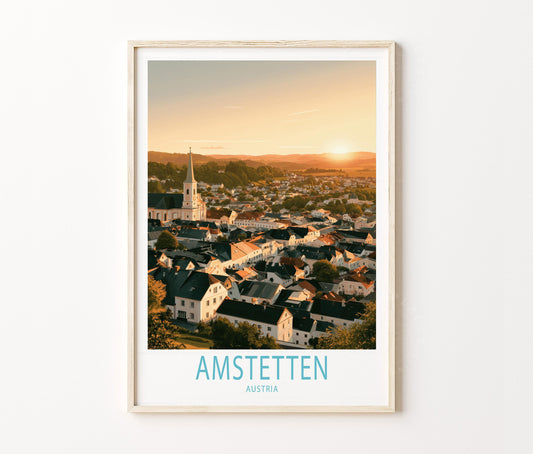 Amstetten Travel Poster – Austrian Cityscape Wall Art Print