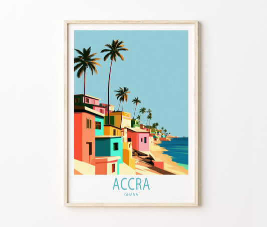 Accra Travel Poster – Coastal City Wall Art Print