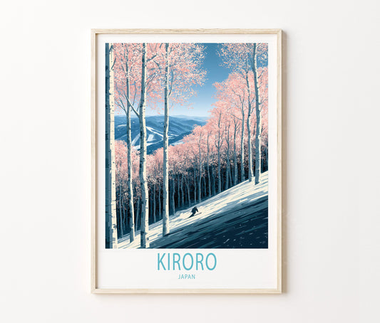 Kiroro Travel Poster – Ski Resort Landscape Wall Art Print
