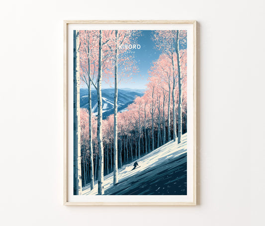 Kiroro Travel Poster – Hokkaido Ski Slopes Winter Wall Art Print