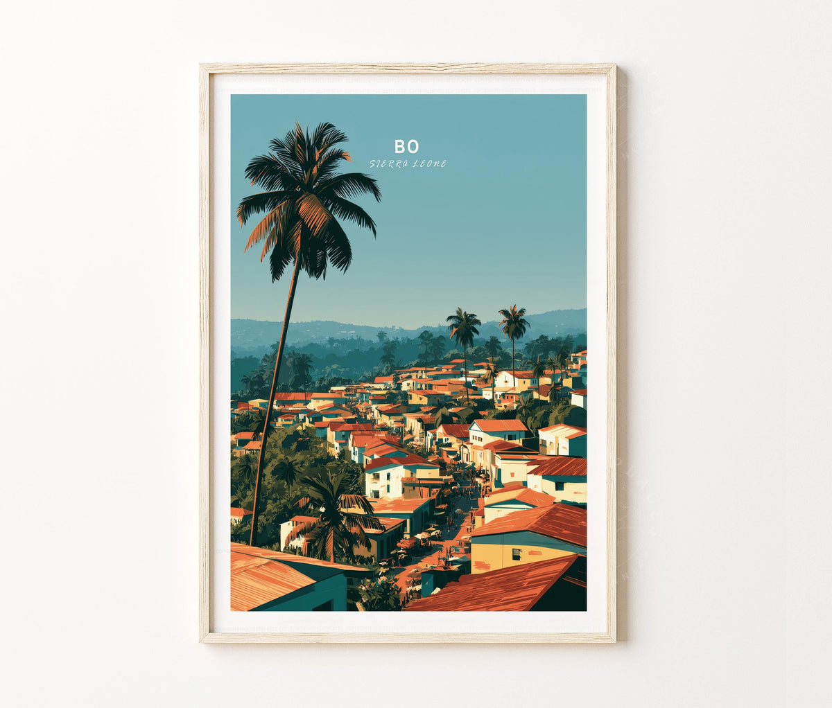 Bo Sierra Leone Travel Poster – West African City Wall Art Print